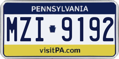 PA license plate MZI9192