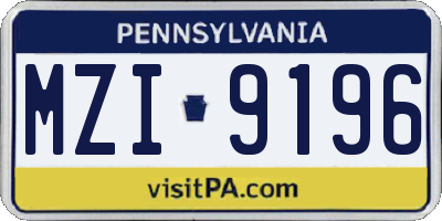 PA license plate MZI9196