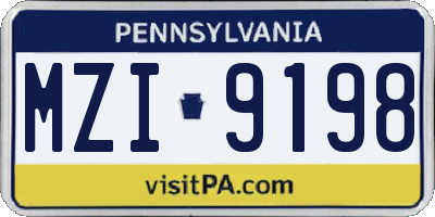 PA license plate MZI9198