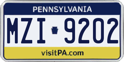 PA license plate MZI9202