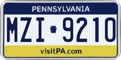 PA license plate MZI9210