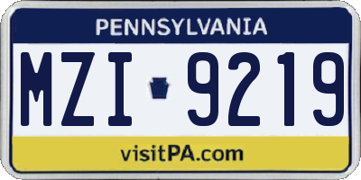 PA license plate MZI9219