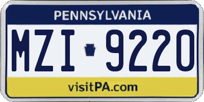 PA license plate MZI9220