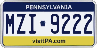 PA license plate MZI9222