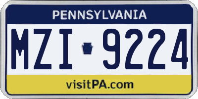 PA license plate MZI9224