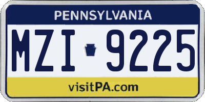 PA license plate MZI9225
