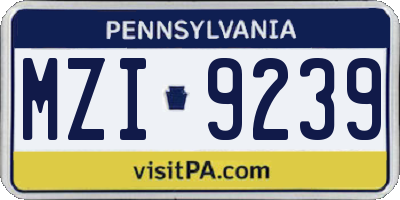 PA license plate MZI9239