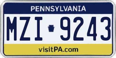 PA license plate MZI9243
