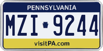 PA license plate MZI9244