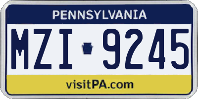 PA license plate MZI9245