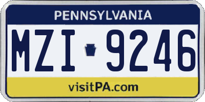 PA license plate MZI9246