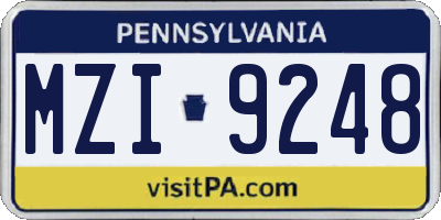 PA license plate MZI9248