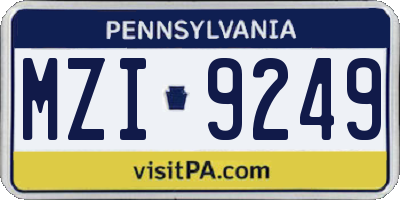 PA license plate MZI9249