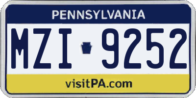 PA license plate MZI9252