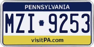 PA license plate MZI9253