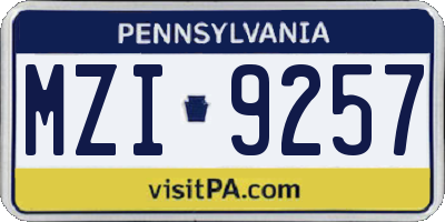 PA license plate MZI9257