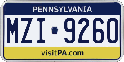 PA license plate MZI9260