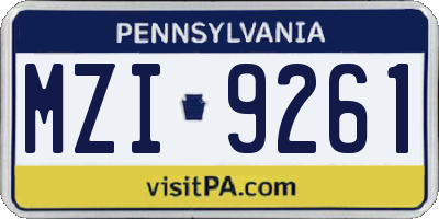 PA license plate MZI9261
