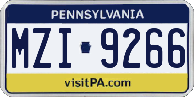 PA license plate MZI9266