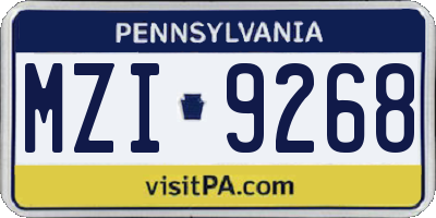 PA license plate MZI9268
