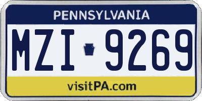 PA license plate MZI9269