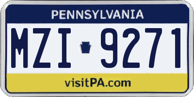 PA license plate MZI9271
