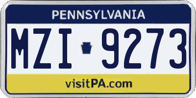 PA license plate MZI9273