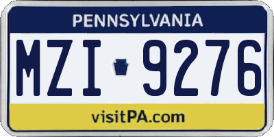 PA license plate MZI9276