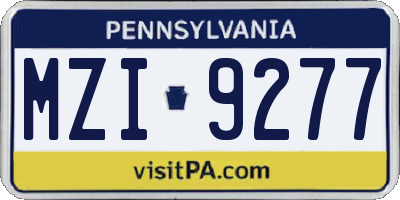 PA license plate MZI9277