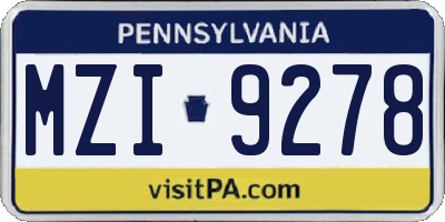 PA license plate MZI9278