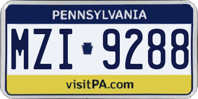 PA license plate MZI9288