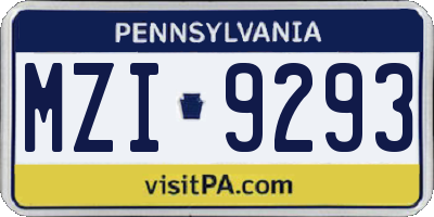 PA license plate MZI9293