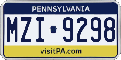 PA license plate MZI9298