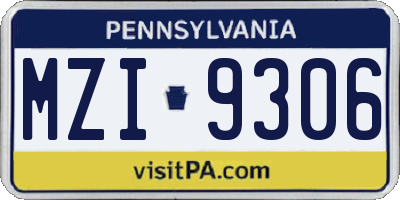 PA license plate MZI9306