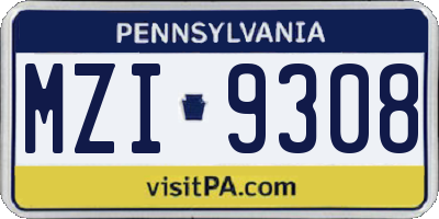 PA license plate MZI9308