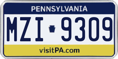PA license plate MZI9309