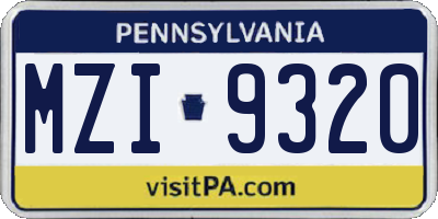 PA license plate MZI9320