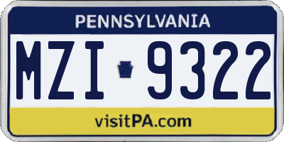 PA license plate MZI9322