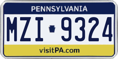 PA license plate MZI9324