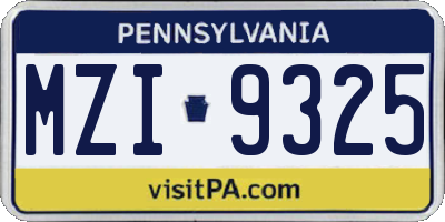 PA license plate MZI9325