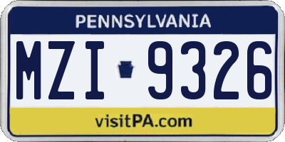 PA license plate MZI9326