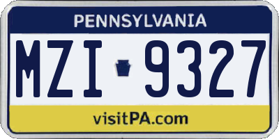 PA license plate MZI9327