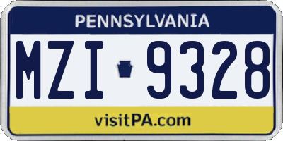 PA license plate MZI9328