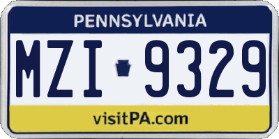 PA license plate MZI9329