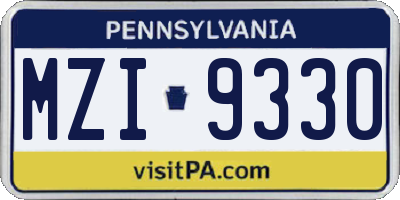 PA license plate MZI9330