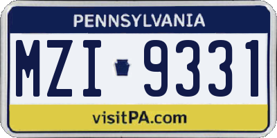 PA license plate MZI9331