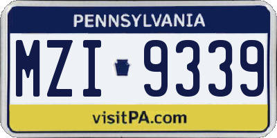 PA license plate MZI9339