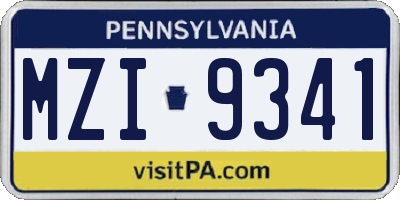 PA license plate MZI9341