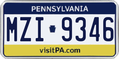 PA license plate MZI9346