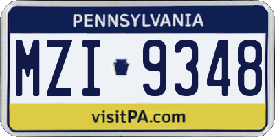 PA license plate MZI9348